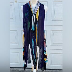 Women's Paris Hues 3-Way Hand Painted Vest Zebra  Lightweight S
